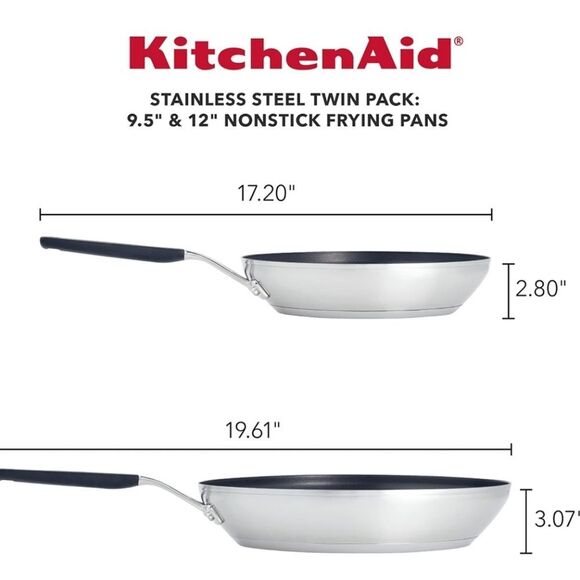 KitchenAid Stainless Steel Non-Stick Frying Pan/Skillet Cookware Set - Picture 3 of 16